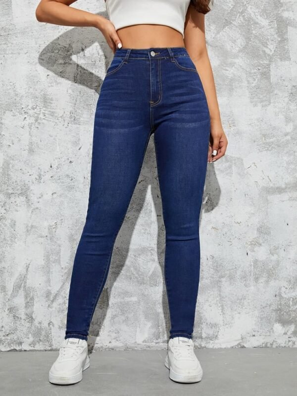 High-Waisted Skinny Dark Blue Jeans